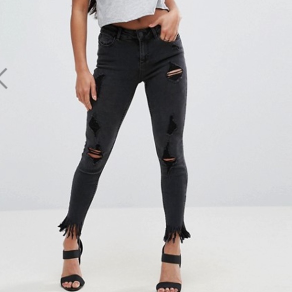 ASOS Denim - ASOS Black Fringe Jeans